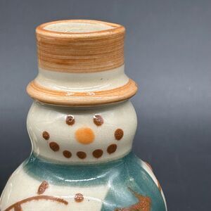 2 SNOWMAN Candlestick Holders By Kovack Pottery Seagrove NC 1995